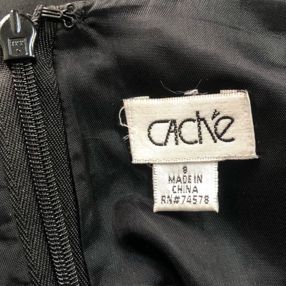 Cache vintage LBD with long satin pink bow spaghetti strap size 8 EUC - Picture 8 of 8